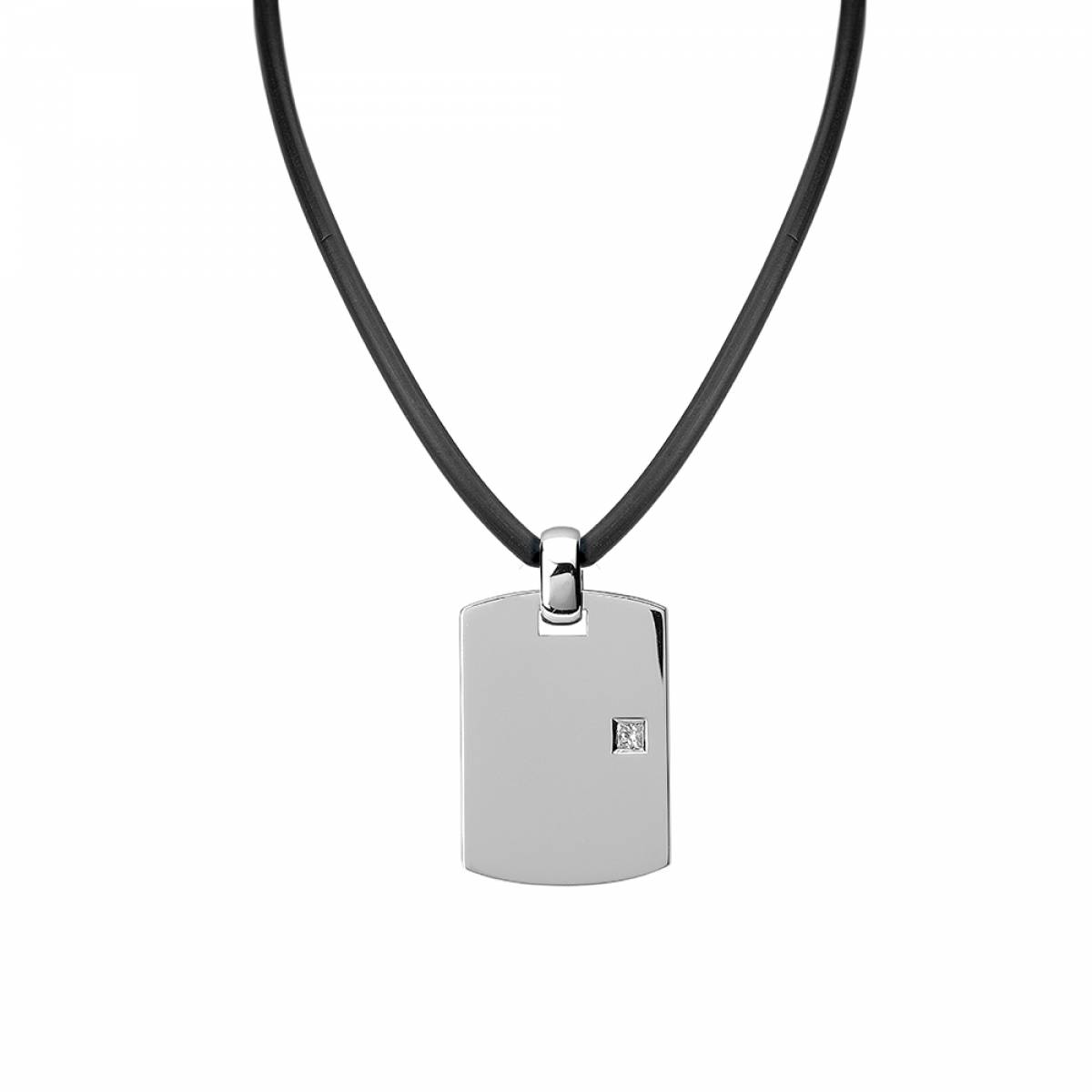 public-107 Colar com pendemte Ouro Branco e Diamante Monseo BE1818 - Image 1