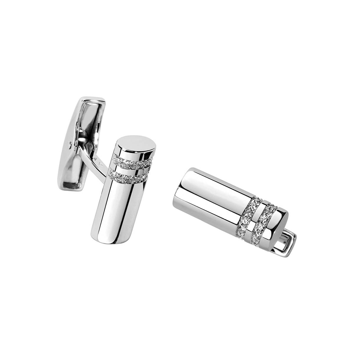 public-127 Botões de Punho Monseo Ouro Branco e Diamantes BP1957 - Image 1