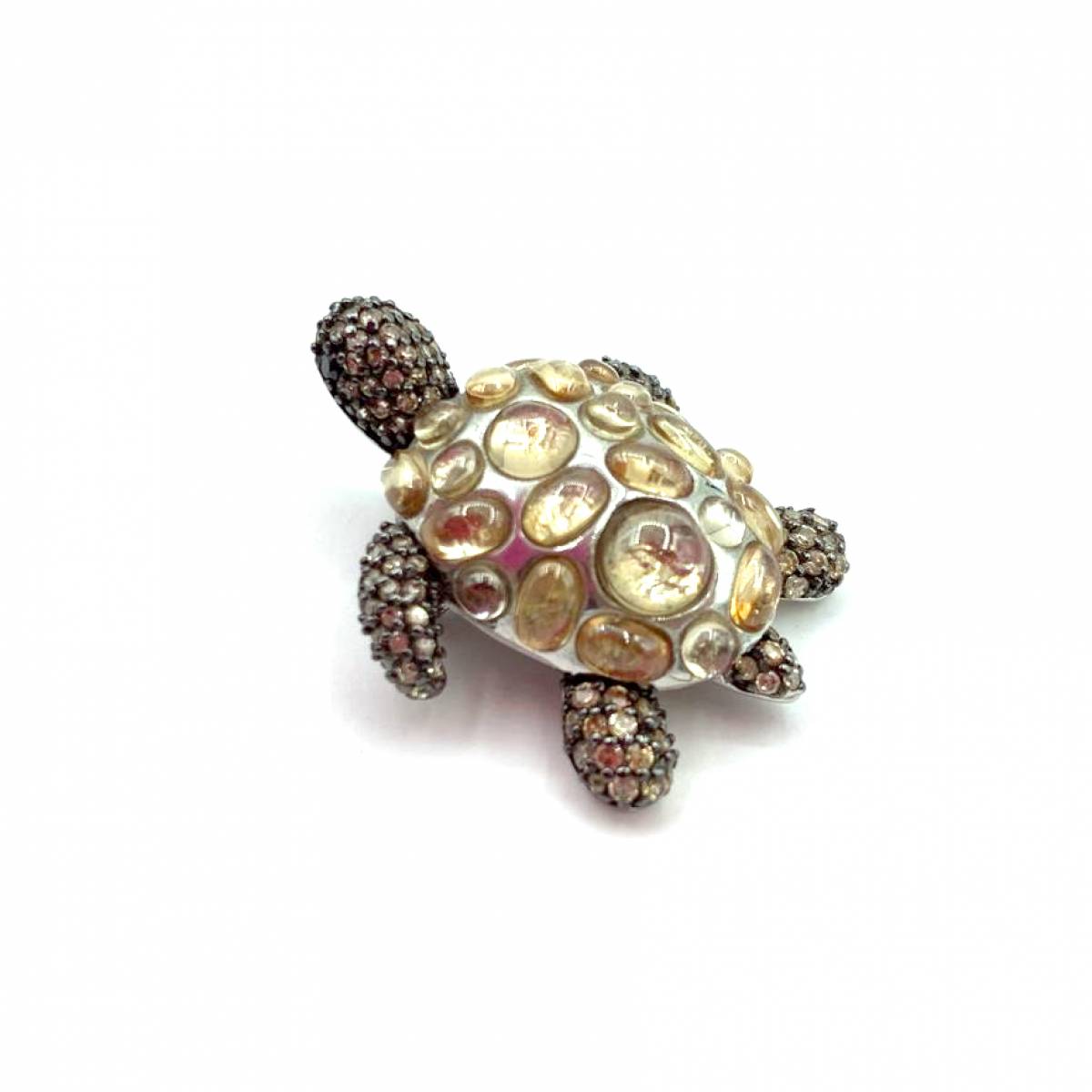 public-177 Alfinete em Prata Dourada com Cristais e Zircónias castanhas AF00079 - Image 1