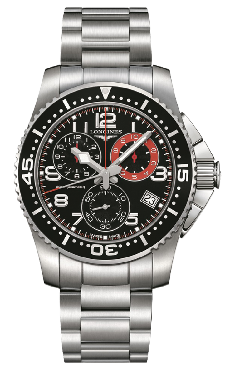 public-20 Longines Hidroconq. Alum.preto Qtz Chron L36904536 - Image 1