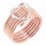 Anel prata 5 aros bicolor com coração