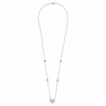 Colar ouro rosa com corações em pó de diamante cinza