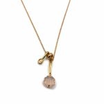 Fio Ouro Rosa com Pendente Flor Quartz Rosa e Diamante CL3342