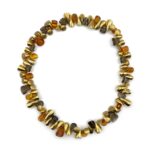 Colar Ouro Quartz Fumé Ambar CL1001