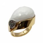 Anel Ouro Agata Branca com Diamantes Castanhos AN3061