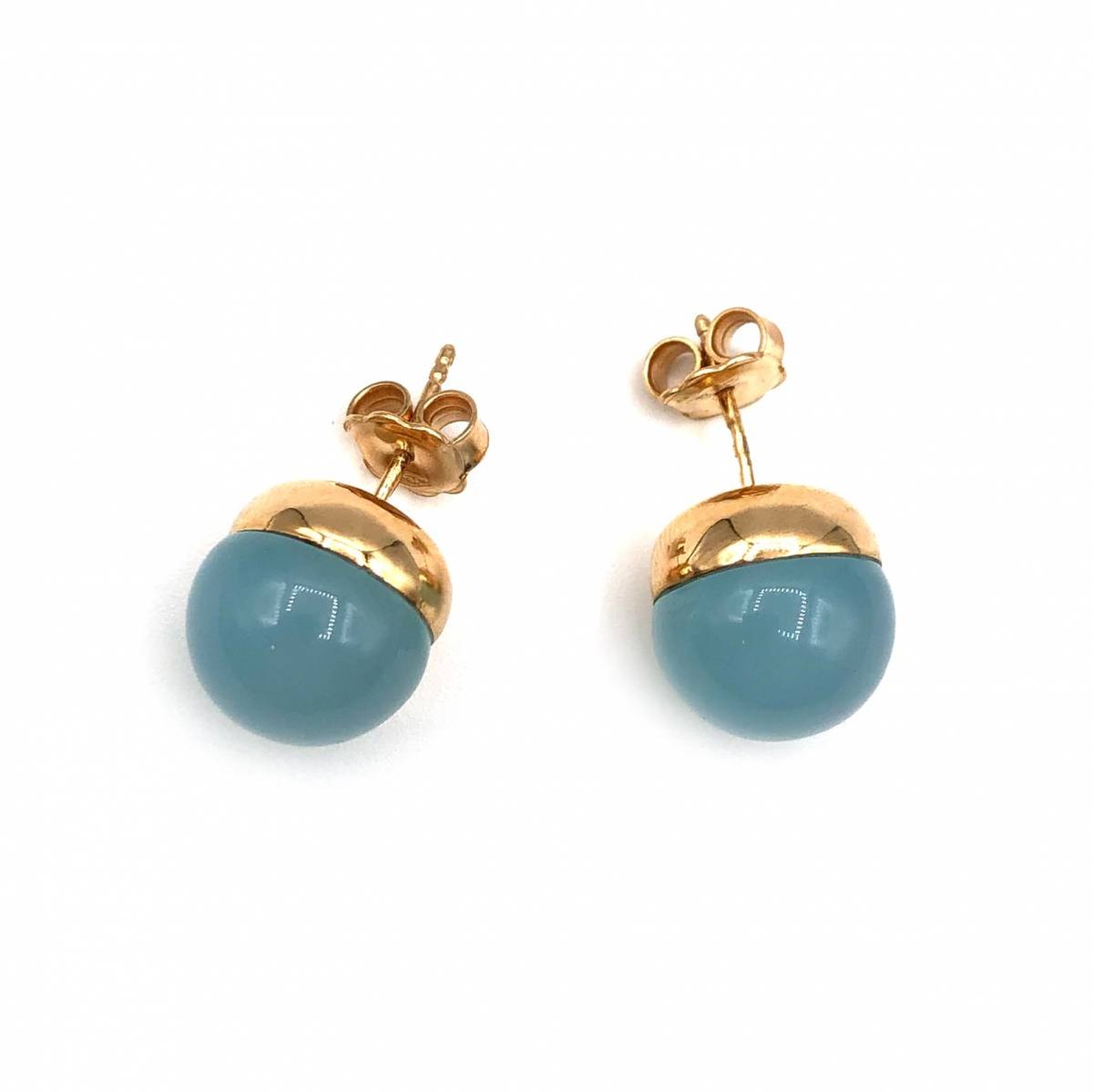 public-35 Brincos Ouro Rosa com Calcedónia Azul BR08445 - Image 1