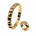 Pulseira e Anel Ouro Rosa Quadrados Flexíveis com Diamantes PU02663 / AN4835