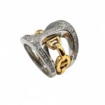 Anel Ouro Branco e Amarelo com Diamantes AN2902