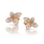 Brincos Petit Garden em Ouro Rosa 18k com Diamantes Brancos