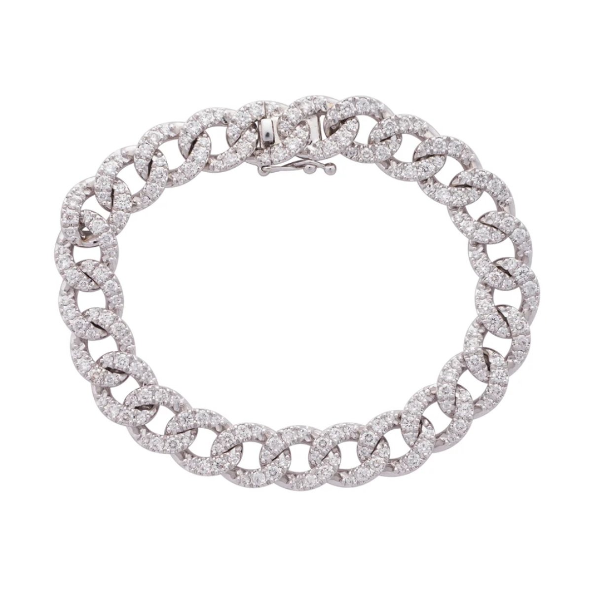 public-480 Bracelete Groumette em Ouro Branco 18k com Diamantes 4,25ct G VS - Image 1