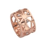 Aliança Larga em Ouro Rosa com Diamantes