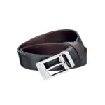 Cinto S.T. Dupont em Couro Preto com Acabamento Palladium