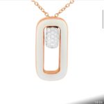 Colar em Ouro Rosa 18K com Pendente Retangular em Cerâmica Branca