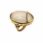 Anel Ouro Madre Pérola com Quartz e Brilhantes AN2950