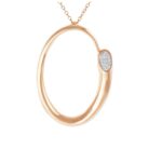 Colar Ouro 18K com Pendente Oval e 0,07K de Diamantes - 8,9g