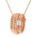 Colar Ouro Rosa 18K com Pendente de 3 Círculos e Diamantes