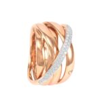 Anel Ouro Rosa e Branco 18K com 0,25K de Diamantes - 11,7g