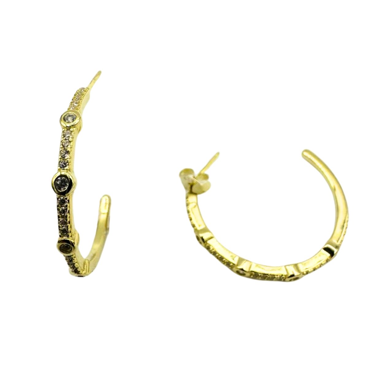 public-617 Argolas em Prata Dourada 925 com Zircónias Brancas – 2,5cm, 3,3g - Image 1