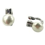 Brinco em Prata 925 com Zircônia Branca e Pérola de Água Doce