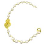 Pulseira de Prata Dourada 925 com Pérolas de Água-doce
