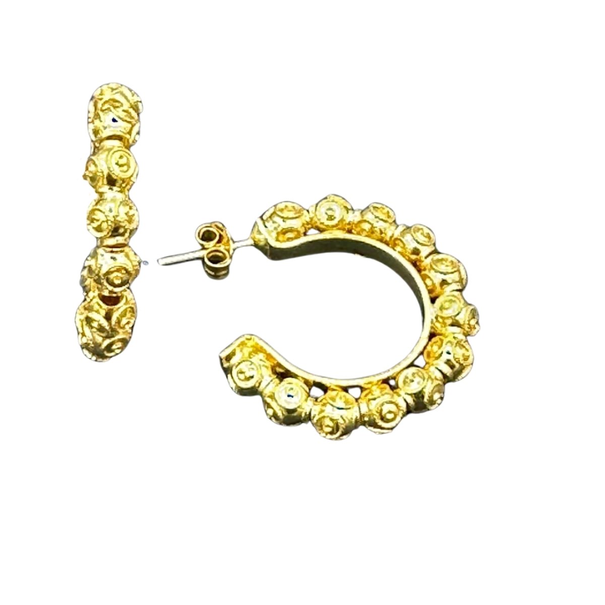 public-635 Argolas em Prata Dourada 925 com Bolas de Viana 2mm – 3,4 cm | - Image 1