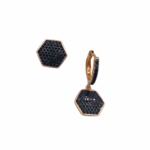 Brincos em prata dourada rosa 925 tornilho e argola com pendente BR09591 - Image 2