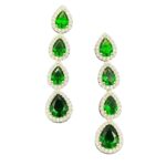 Brincos em Prata 925 com Zircônias Brancas e Verdes – 4,5 cm | 8,