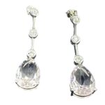 Brincos em Prata 925 com Zircónias Brancas e Cor de Rosa – 4 cm