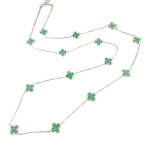 Colar em Prata 925 com Flores de Malaquite – 60 cm | 17,3 g